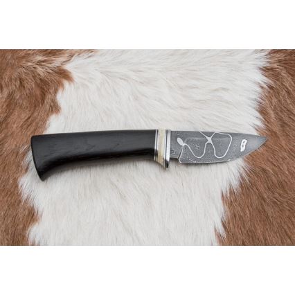 Exkluzívny damaškový nôž 8,6 cm dub/ťavia kosť