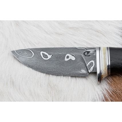 Exkluzívny damaškový nôž 8,6 cm dub/ťavia kosť