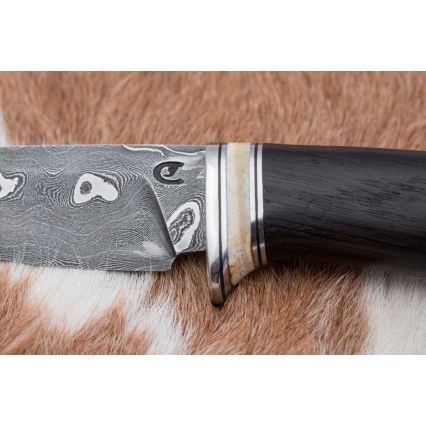Exkluzívny damaškový nôž 8,6 cm dub/ťavia kosť