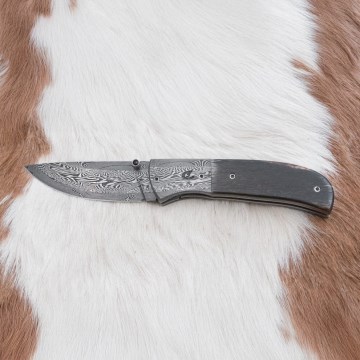 Exkluzívny zatvárací damaškový nôž 8 cm mamutia kosť