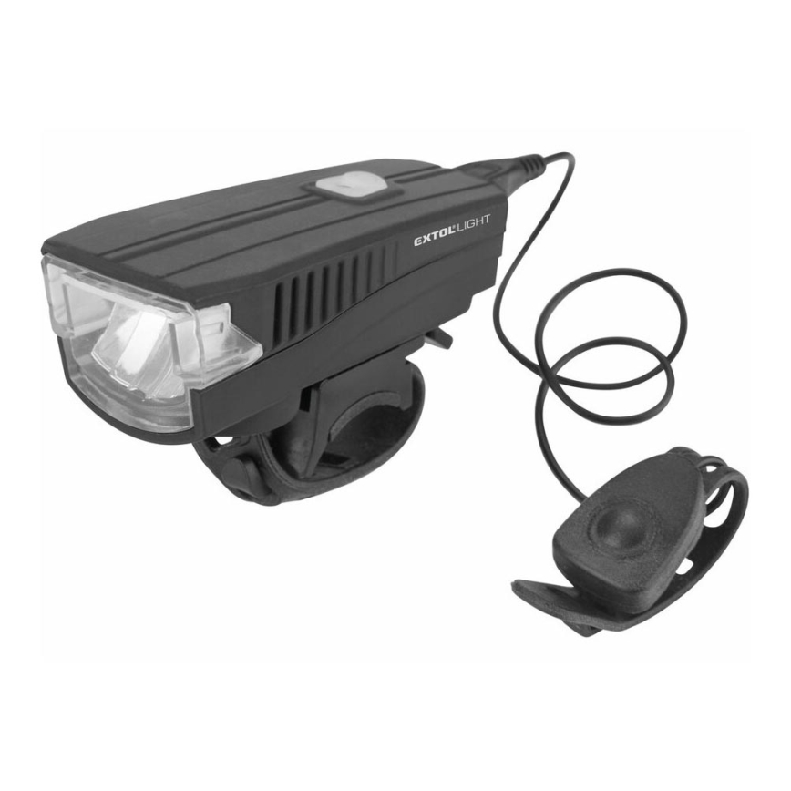 Extol - LED nabíjacia baterka s klaksónom na bicykel LED/5W/1200 mAh/3,7V IPX4