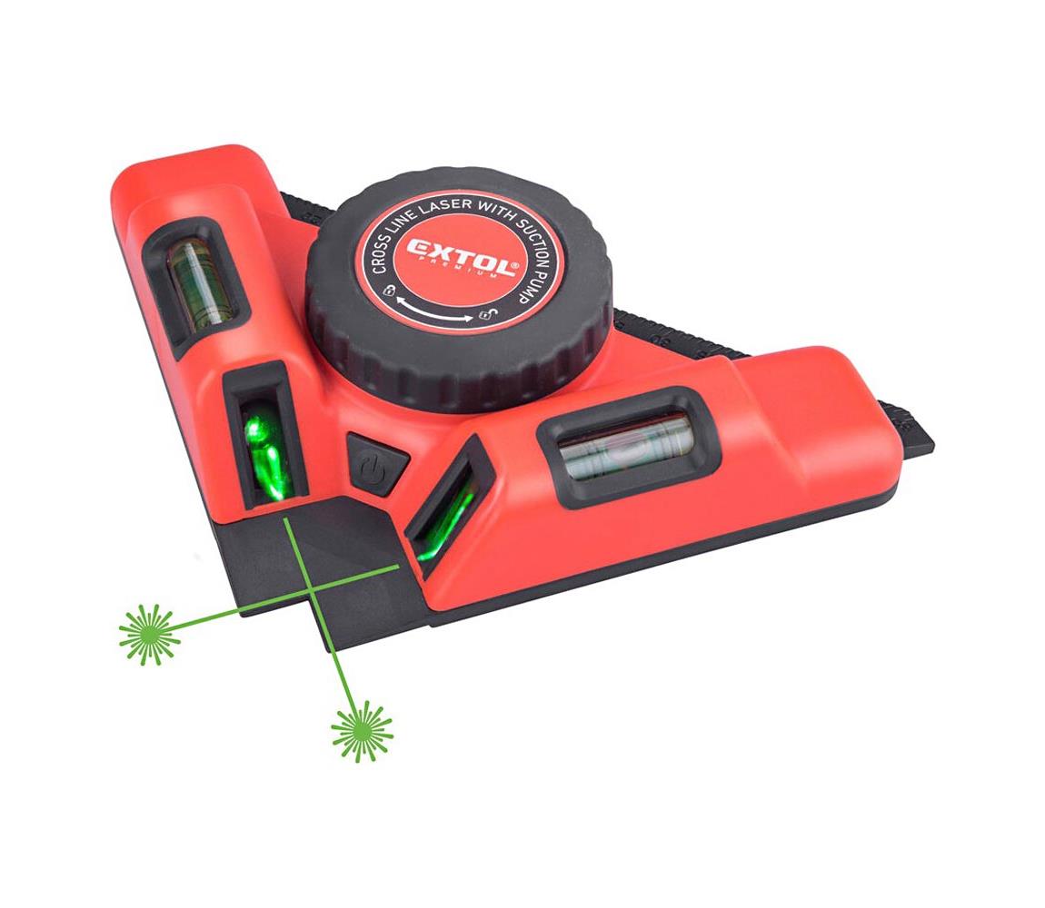 Extol Premium - Laserový uholník 90° s elektrickým prísavným modulom 5V/1000 mAh 8823303