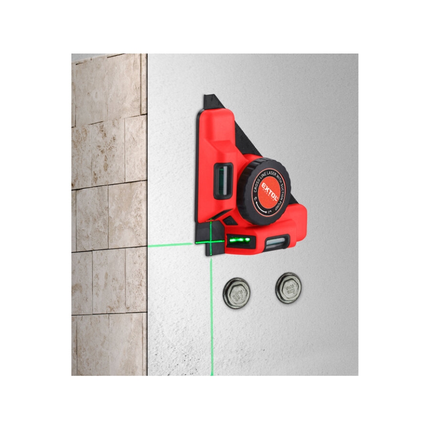Extol Premium - Laserový uholník 90° s elektrickým prísavným modulom 5V/1000 mAh