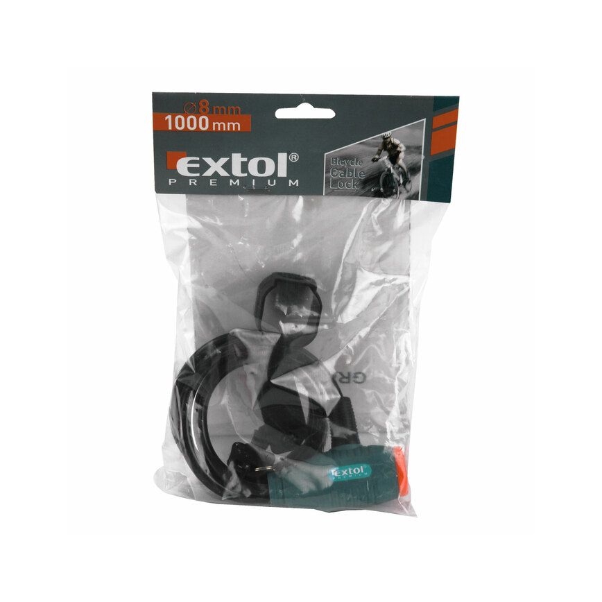 Extol Premium- Zámok na bicykel s lankom 8x1000 mm