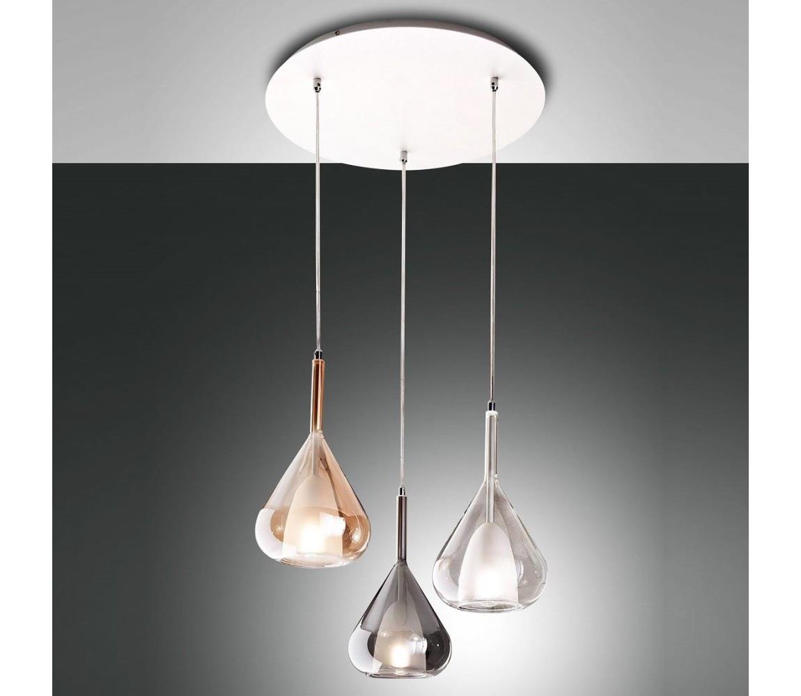 Fabas Luce Fabas Luce 3481-47-297 - Luster na lanku LILA 3xE27/40W/230V zlatá/šedá/číra