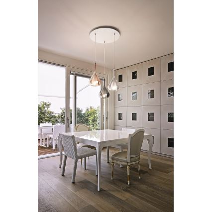 Fabas Luce 3481-47-297 - Luster na lanku LILA 3xE27/40W/230V zlatá/šedá/číra