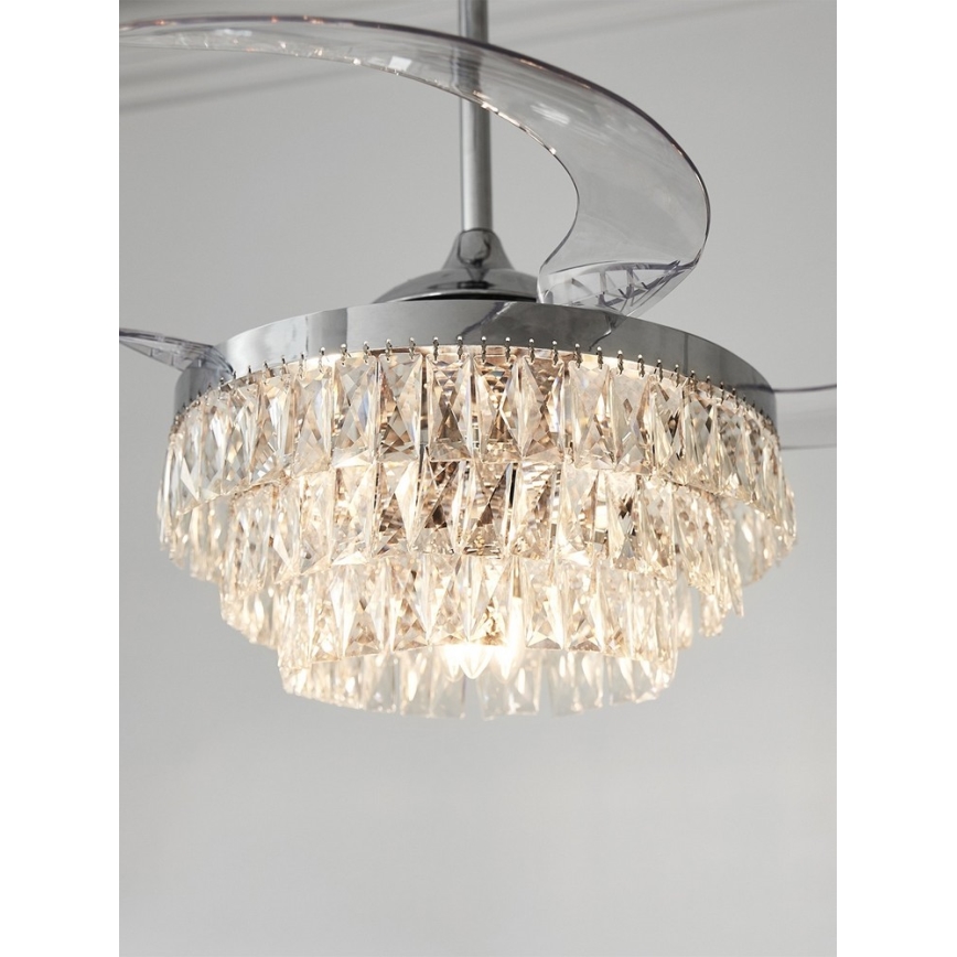 FANAWAY 212923 - LED Stropný ventilátor VEIL 6xE14/4,5W/230V lesklý chróm + diaľkové ovládanie