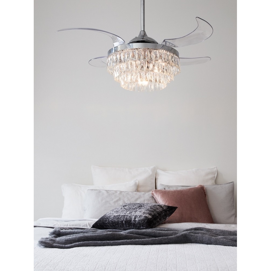 FANAWAY 212923 - LED Stropný ventilátor VEIL 6xE14/4,5W/230V lesklý chróm + diaľkové ovládanie