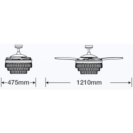 FANAWAY 212923 - LED Stropný ventilátor VEIL 6xE14/4,5W/230V lesklý chróm + diaľkové ovládanie