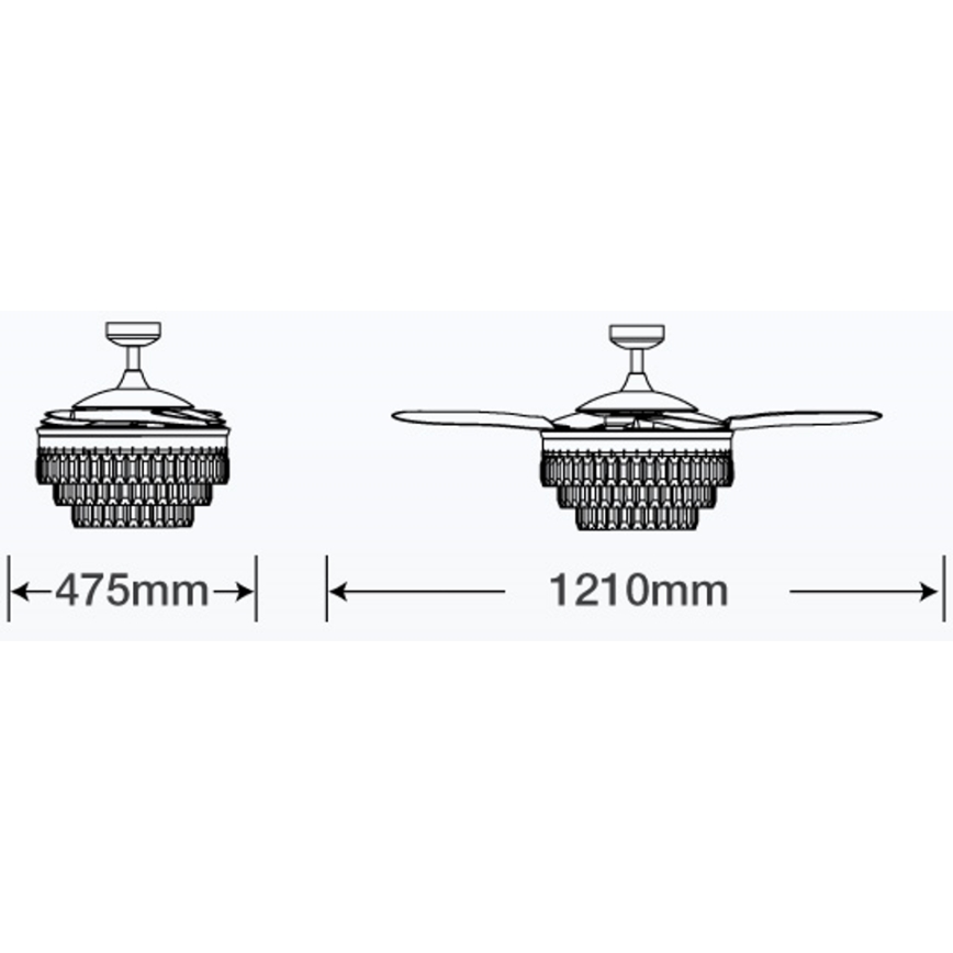 FANAWAY 212923 - LED Stropný ventilátor VEIL 6xE14/4,5W/230V lesklý chróm + diaľkové ovládanie