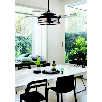 FANAWAY 212927 - LED stropný ventilátor CLASSIC 3xE27/4W/230V čierna pr. 112 cm + diaľkové ovládanie