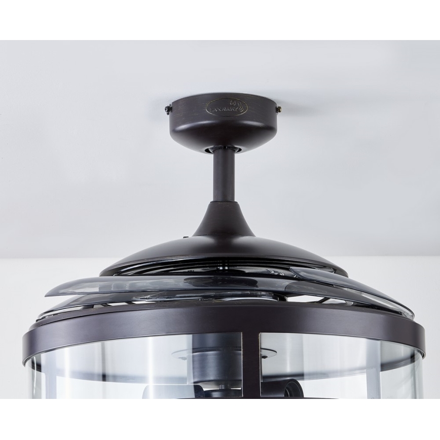 FANAWAY 212927 - LED stropný ventilátor CLASSIC 3xE27/4W/230V čierna pr. 112 cm + diaľkové ovládanie
