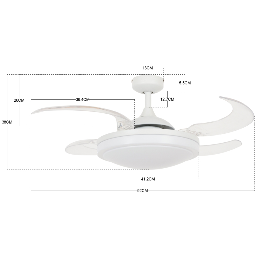 FANAWAY 212980 - Stropný ventilátor EVORA 2xE27/15W/230V biela + diaľkové ovládanie
