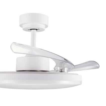 FANAWAY 21612949 - LED Stmievateľný stropný ventilátor STROLL LED/30W/230V 2700/3500/5000K pr. 106 cm biela/číra + diaľkové ovládanie