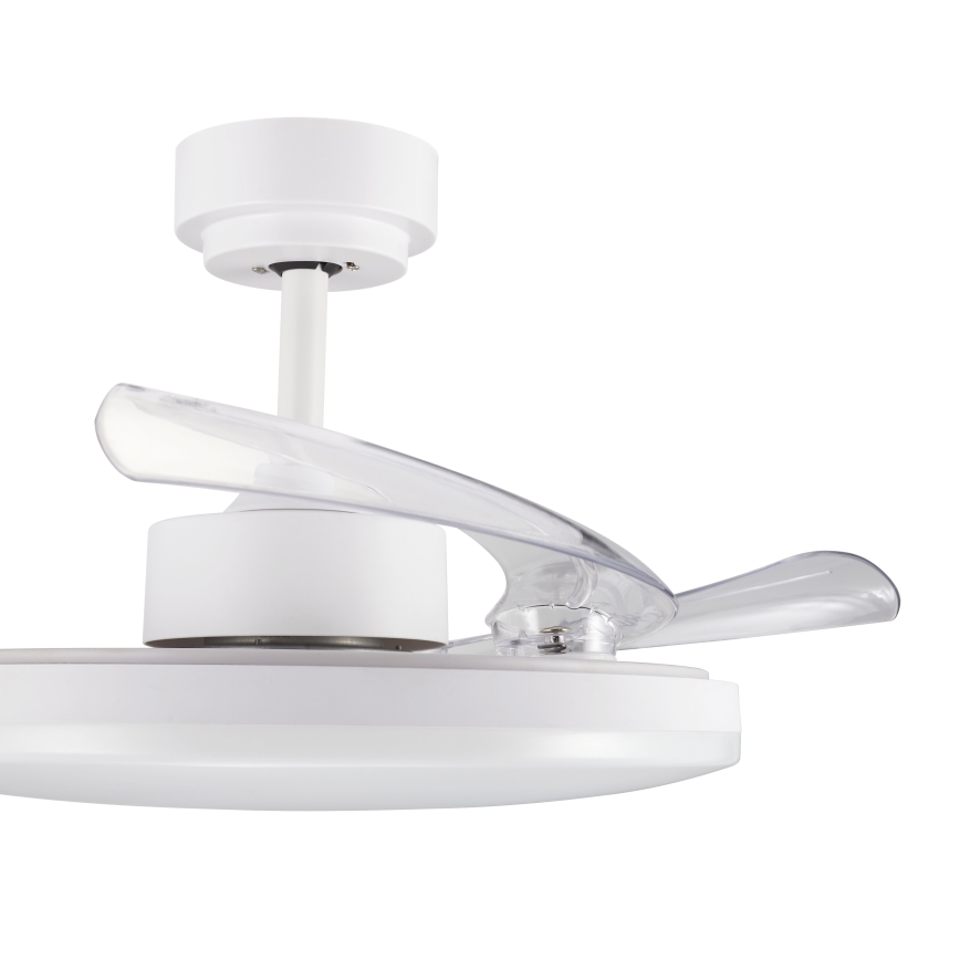 FANAWAY 21612949 - LED Stmievateľný stropný ventilátor STROLL LED/30W/230V 2700/3500/5000K pr. 106 cm biela/číra + diaľkové ovládanie