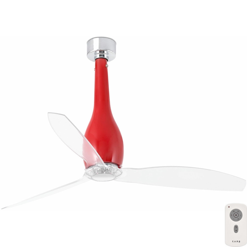 FARO 32002 - Stropný ventilátor ETERFAN červená/číra pr. 128 cm + diaľkové ovládanie