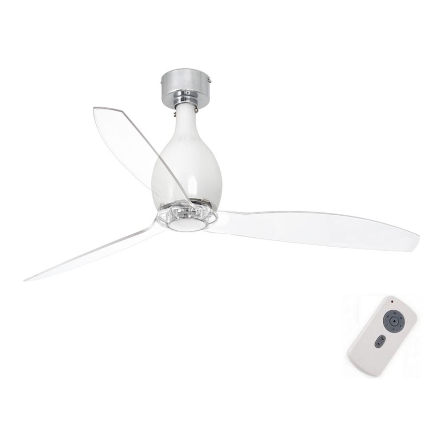 FARO 32020 - Stropný ventilátor MINI ETERFAN biela/číra pr. 128 cm + diaľkové ovládanie