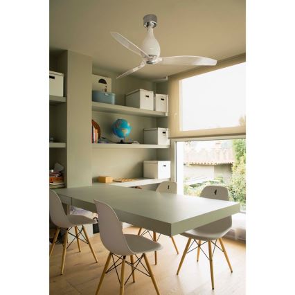 FARO 32020 - Stropný ventilátor MINI ETERFAN biela/číra pr. 128 cm + diaľkové ovládanie