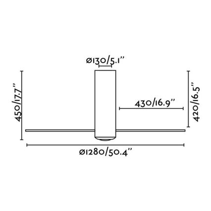 FARO 32034 - Stropný ventilátor TUBE FAN biela/číra pr. 128 cm