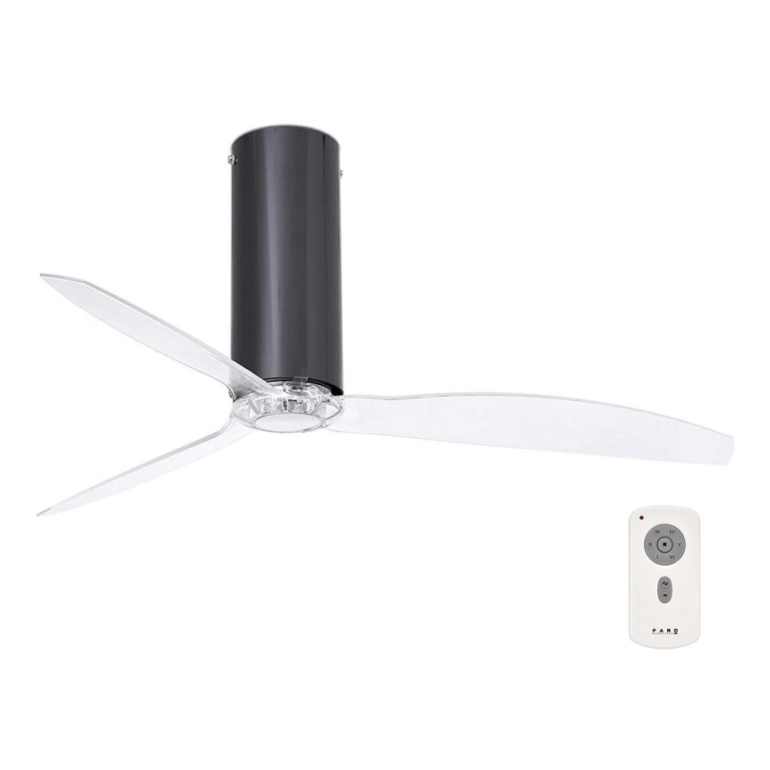 FARO 32035 - Stropný ventilátor TUBE FAN čierna/číra pr. 128 cm + diaľkové ovládanie