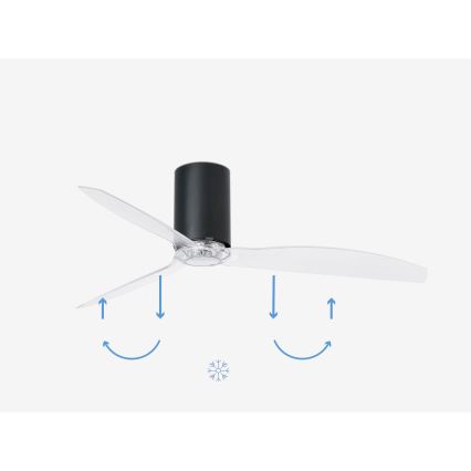 FARO 32041WP - Stropný ventilátor MINI TUBE FAN M čierna/čirá pr. 128 cm SMART + diaľkové ovládanie