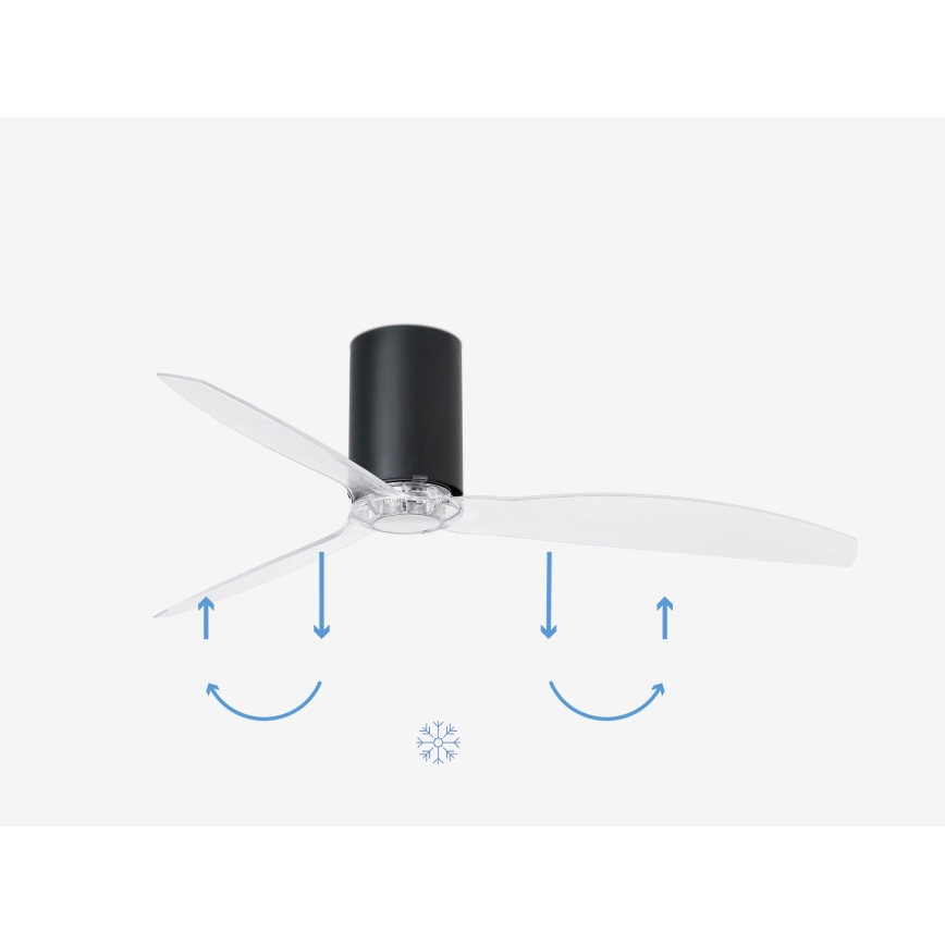 FARO 32041WP - Stropný ventilátor MINI TUBE FAN M čierna/čirá pr. 128 cm SMART + diaľkové ovládanie