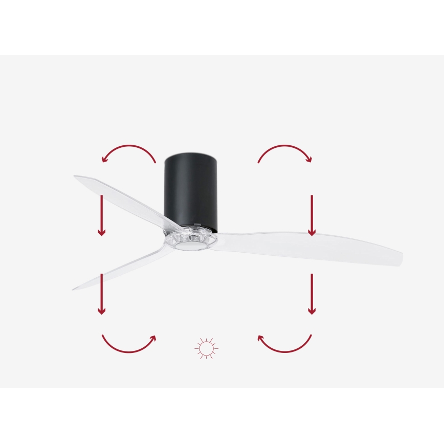 FARO 32041WP - Stropný ventilátor MINI TUBE FAN M čierna/čirá pr. 128 cm SMART + diaľkové ovládanie