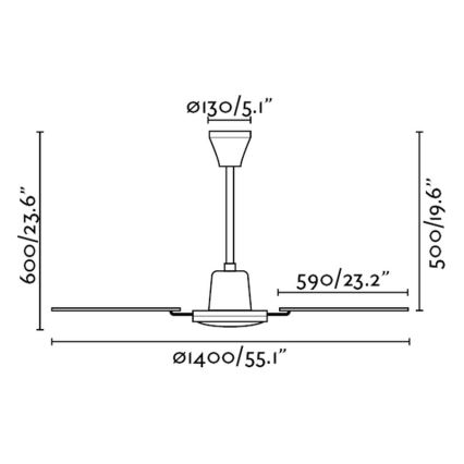 FARO 33110 - Stropný ventilátor MALVINAS pr. 140 cm