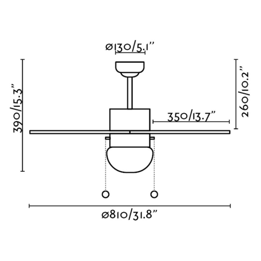 FARO 33180 - Stropný ventilátor PALAO 1xE14/40W/230V