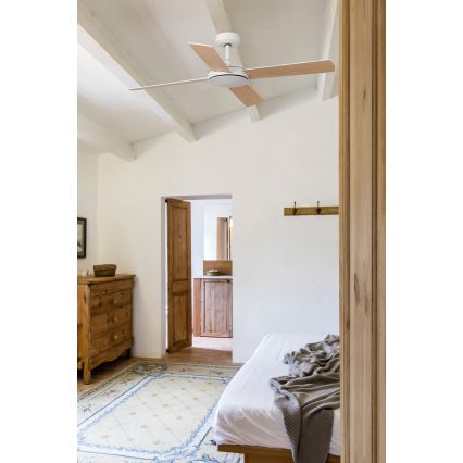 FARO 33350DC - Stropný ventilátor MALLORCA L biela/hnedá pr.132 cm + diaľkové ovládanie