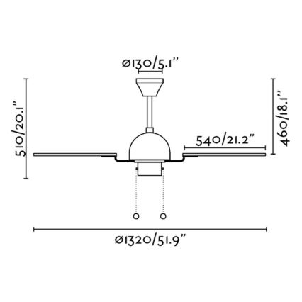 FARO 33352 - Stropný ventilátor CUBA pr. 132 cm