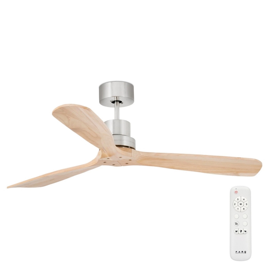 FARO 33373DC - Stropný ventilátor LANTAU drevo/matný chróm pr. 132 cm + diaľkové ovládanie