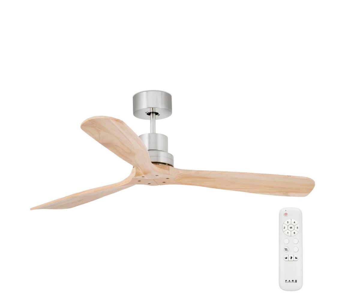 FARO Barcelona FARO 33373DC - Stropný látor LANTAU drevo/matný chróm pr. 132 cm + DO 