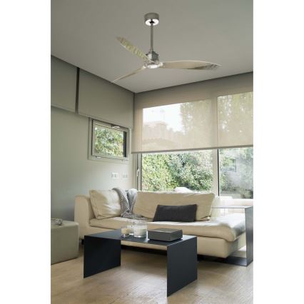 FARO 33394 - Stropný ventilátor JUST FAN lesklý chróm/číra + diaľkové ovládanie