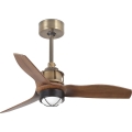 FARO 33428WT1N - LED stmievateľný stropný ventilátor JUST FAN s LED/16W/230V, priemer 81 cm, hnedá/mosadz, Wi-Fi Tuya + diaľkové ovládanie