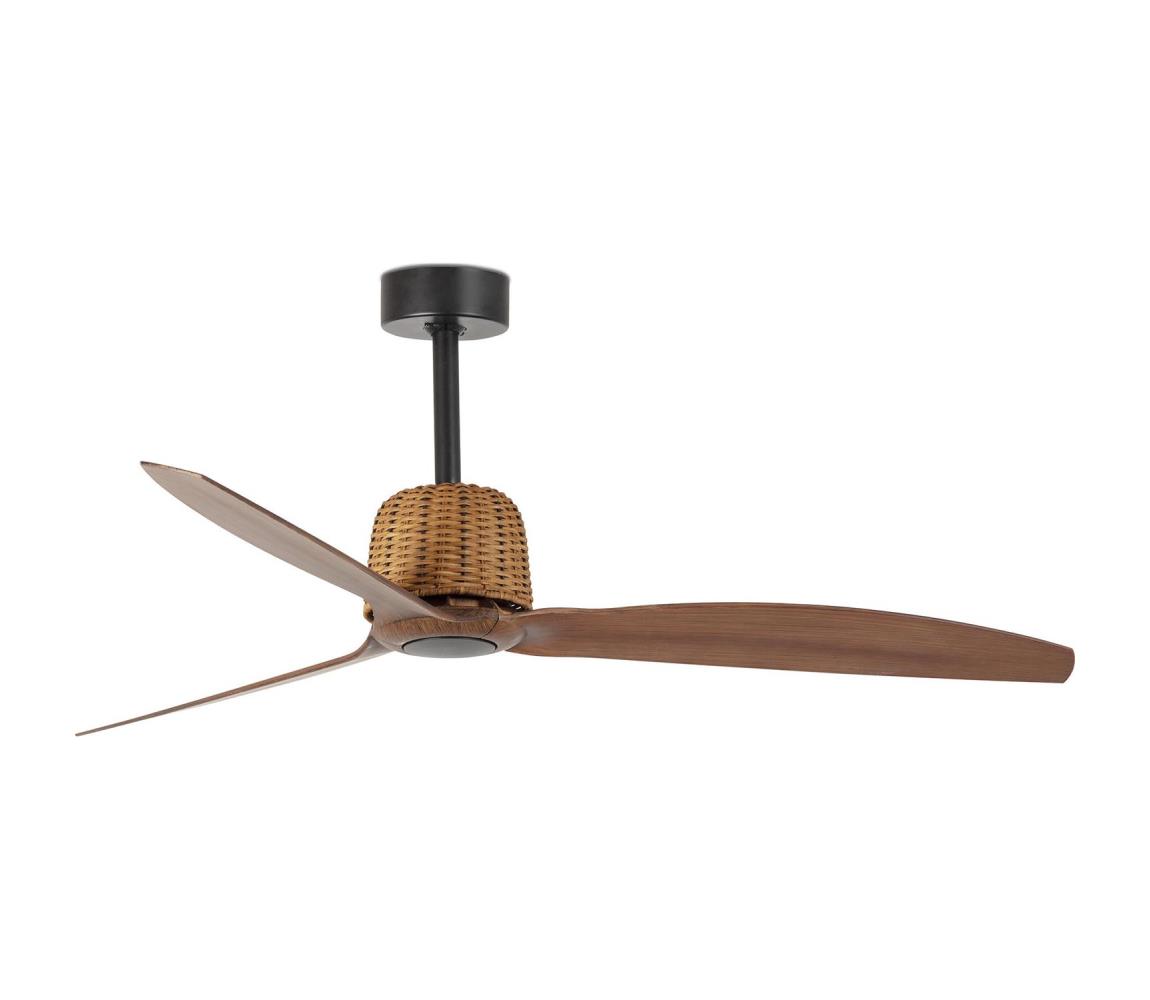 FARO Barcelona FARO 33435-Stropný látor WEAVER M pr. 128 cm hnedá/čierna + diaľkové ovládanie 33435