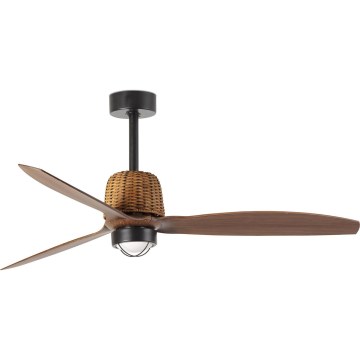 FARO 33435WT1N - LED stmievateľný stropný ventilátor WEAVER M LED/16W/230V pr. 128 cm hnedá/čierna Wi-Fi Tuya + diaľkové ovládanie