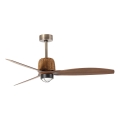 FARO 334361N - LED stmievateľný stropný ventilátor WEAVER M LED/16W/230V priemer 128 cm hnedá/mosadz + diaľkové ovládanie