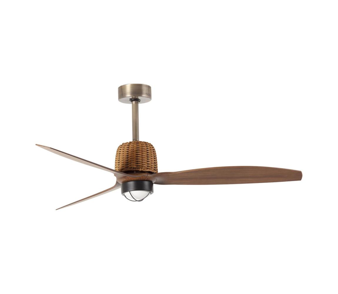 FARO Barcelona FARO 334361N - LED stmievateľný látor WEAVER M 16W/230V priemer 128 cm hnedá/mosadz + diaľkové ovládanie 334361N