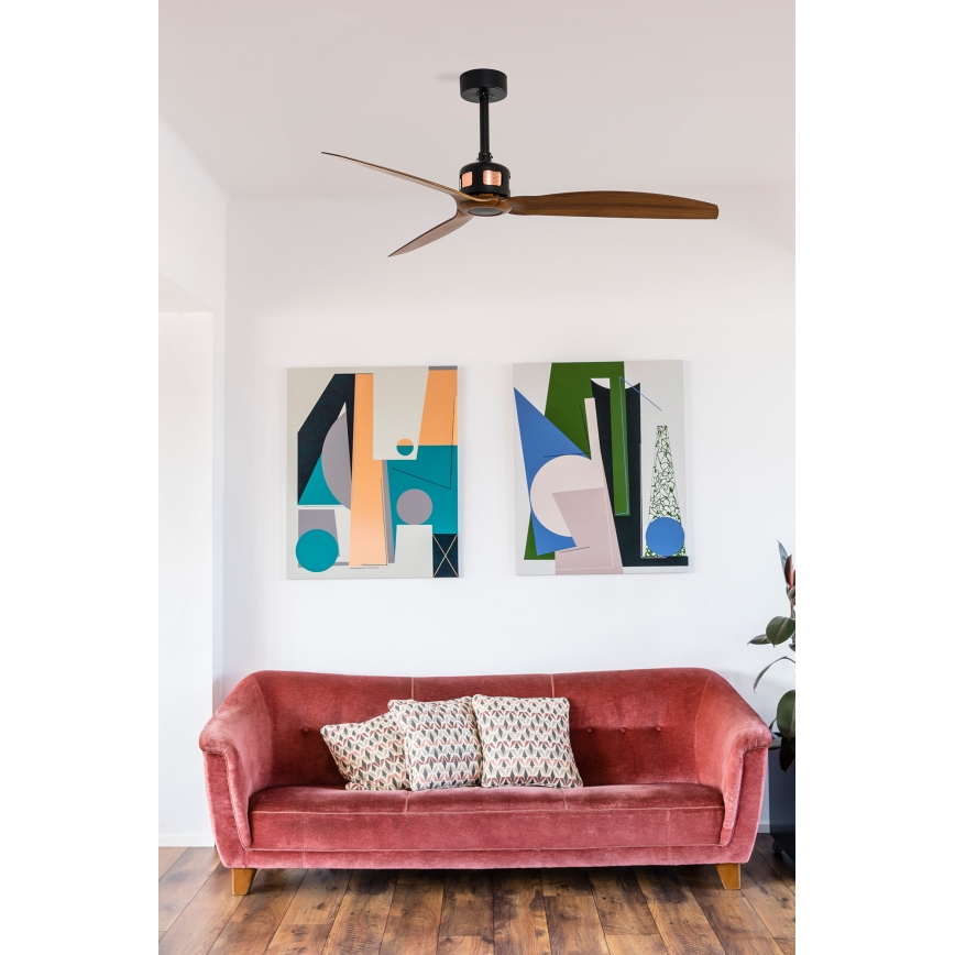 FARO 33451WT - Stropný ventilátor COPPER FAN M pr. 128 cm hnedá/čierna Wi-Fi Tuya + diaľkové ovládanie