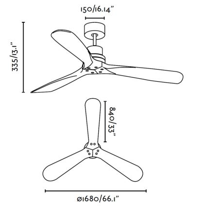 FARO 33464 - Stropný ventilátor LANTAU