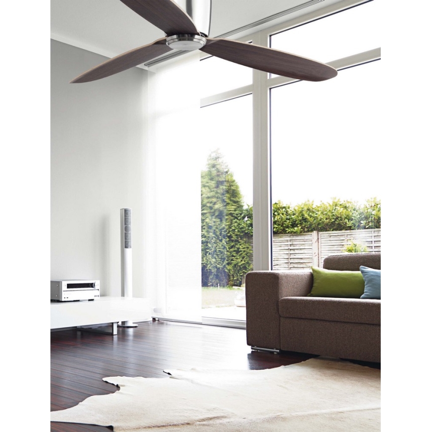 FARO 33472N - Stropný ventilátor NIAS matný chróm/hnedá pr. 132 cm + diaľkové ovládanie