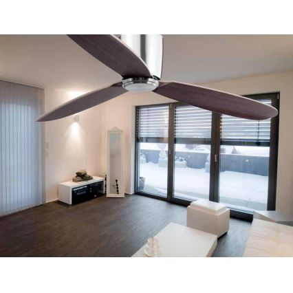 FARO 33472N - Stropný ventilátor NIAS matný chróm/hnedá pr. 132 cm + diaľkové ovládanie