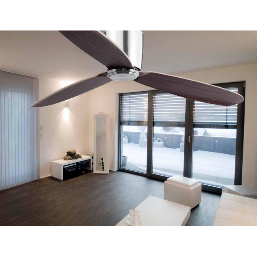 FARO 33472N - Stropný ventilátor NIAS matný chróm/hnedá pr. 132 cm + diaľkové ovládanie