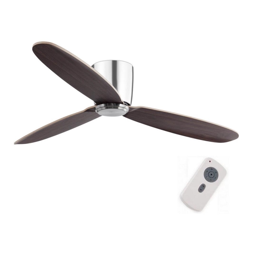 FARO 33472N - Stropný ventilátor NIAS matný chróm/hnedá pr. 132 cm + diaľkové ovládanie