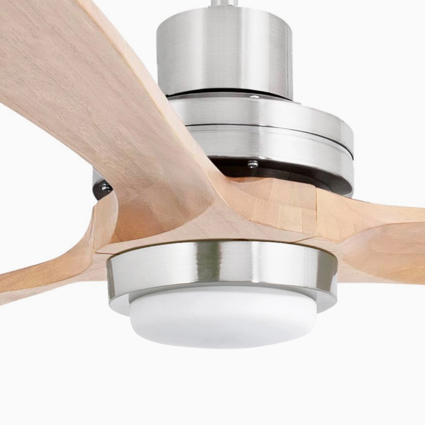 FARO 33505DC - LED Stropný ventilátor LANTAU XL LED/15W/230V drevo/matný chróm pr. 168 cm + diaľkové ovládanie