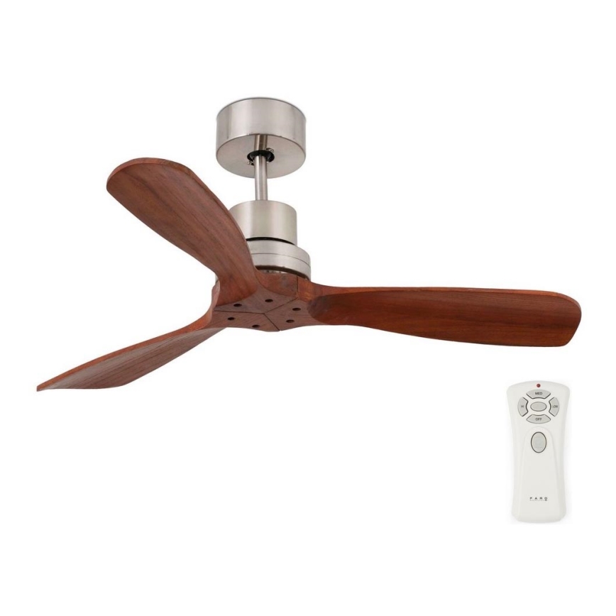 FARO 33508DC - Stropný ventilátor MINI LANTAU matný chróm/hnedá pr. 108 cm + diaľkové ovládanie