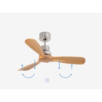 FARO 33509DC - Stropný ventilátor MINI LANTAU matný chróm/drevo pr. 107 cm + diaľkové ovládanie