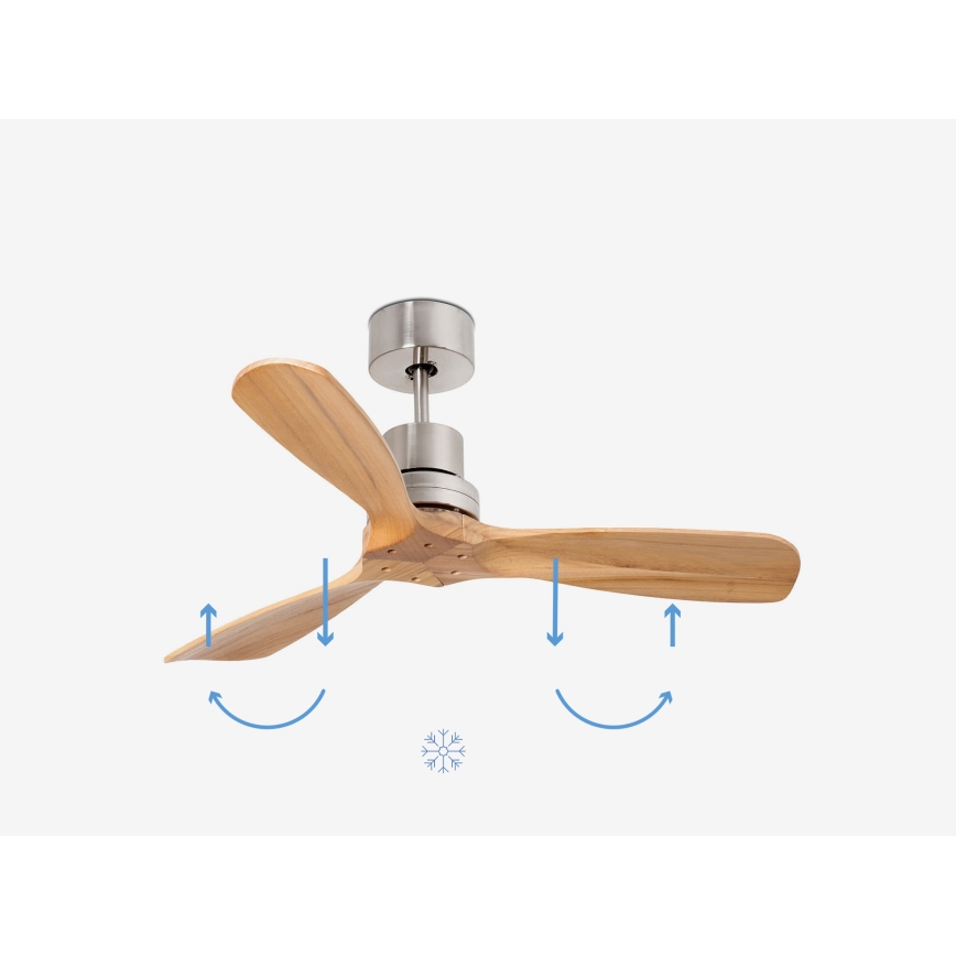 FARO 33509DC - Stropný ventilátor MINI LANTAU matný chróm/drevo pr. 107 cm + diaľkové ovládanie