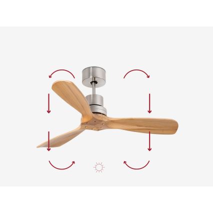 FARO 33509DC - Stropný ventilátor MINI LANTAU matný chróm/drevo pr. 107 cm + diaľkové ovládanie